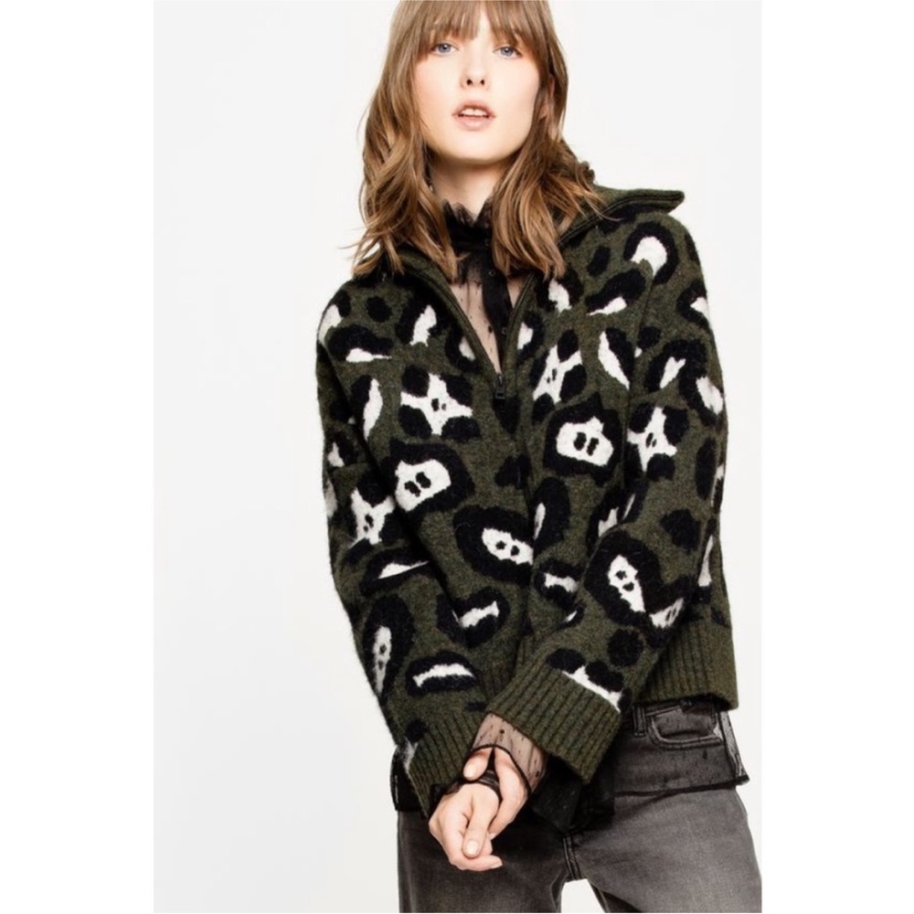 Zadig & Voltaire Abstract Animal Print Taliah Wool Sweater XS/S